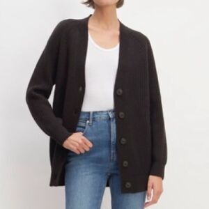 NEW Everlane The Felted Merino Wool Cocoon Cardigan Black Medium